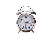 Alarm Clock Silent Quartz Strong Double Bell Alarm Clock Plated Silver Metal Ringing Alarm Clock with Night Light