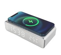 Alarm Clock with Wireless Charging | Temperature Display Cellphone Stand | Charging Station with Clock | for Bedroom Bedside Home Office