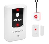 Alarme d’ouverture de porte sans fil, alerte d’entrée pour maison, sécurité enfants et entreprise. 1 capteur + 1 bouton SOS + 1 récepteur portable rechargeable, volume réglable, 30+ sonneries