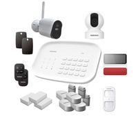 Alarme Daewoo SA801 PLÉNITUDE - Système Complet Maison : Centrale, Détecteurs Ouverture et présence, Sirène Solaire, Télécommandes, Caméra Intérieure rotative & Extérieure, Compatible Alexa & Google