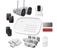 Alarme Daewoo SA802 Sérénité - Système Complet Maison : Centrale, Détecteurs Ouverture et présence, Sirène Solaire, Télécommandes, Caméra Intérieure rotative & Extérieure, Compatible Alexa & Google