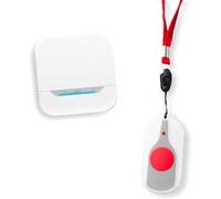 FISHTEC Alarme D’assistance SOS Avec Récepteur Sur Secteur - Bouton d’Appel, Alarme Sans Fil Pour Personne Agée, Handicapé, les Femmes Enceintes ou les Malades, 36 Mélodies, Portée de 100m - Blanc