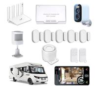 Alarme de Camping Car + Routeur WiFi 6 4G/5G + 1 Camèra de Surveillance 24h/24h - sans abonnement 2 Sirènes 125 DB - 5 Détecteurs d'ouvertures - 1 détecteur de Mouvement - 2 Télécommandes