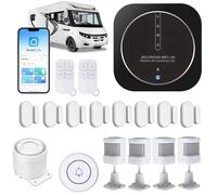 Alarme de Camping Car - WIFI/4G - Surveillance 24h/24h - Alerte sur téléphone - 2 Sirènes - Basse consommation - Adapté aux cloison Alu/Polyeste - Pas de Fausse Alarme - Expédiée programmée