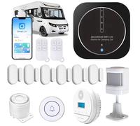 Alarme de Camping Car - WIFI/4G - Surveillance 24h/24h - Alerte sur téléphone - 2 Sirènes - Basse consommation - Adapté aux cloison Alu/Polyeste - Pas de Fausse Alarme - Expédiée programmée