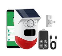 Alarme de capteur de Mouvement Solaire,Alarme WiFi Solaire Intelligente avec Application, Sonnette extérieure étanche sans numéraire avec télécommande, 433 MHz sirène Alarme 120dB capteur PIR étanche
