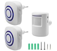 Alarme de passage sans fil, sonnette de magasin avec système d'alarme sans fil comprenant 2 récepteurs électroniques enfichables, 1 détecteur de mouvement PIR, détecteur de passage, système d'alarme