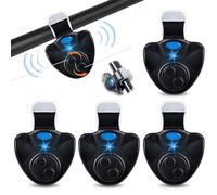 Alarme de Pêche, 4 Alarme Touche Canne à Pêche, Alarme de Touche de la Canne à Pêche avec Indicateur LED Détecteur Electronique Sensible Alarme, Detecteur de Touche Peche Maritime Nuit Pêche (Black)