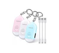 Inateck Alarme de Poche Anti Agression Rechargeable Porte-clés Sécurité Alarme Auto-Défense avec Lumière LED pour Femmes, Hommes, Enfants et Personnes gées, 130 DB, 3 pièces, PA1001