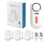 Alarme de Porte - Alarme Maison sans Fil - Alarme Porte et fenêtre - avec 3 Détecteurs - 2 Télécommandes - 8 Autocollants - Alarme de Camping Car - Alarme de Porte