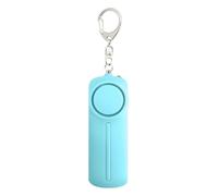Alarme de sécurité individuelle sur porte-clés ; fabriqué en ABS ; son de cent trente décibels ; unité 2 en 1 avec lumière ; protection compacte pour les situations d'urgence ; teinte bleue