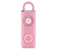 Alarme de sécurité personnelle rechargeable de 130 dB avec lumière clignotante SOS - Porte-clés léger pour femmes, filles, enfants - 28 g ultra compact, indicateur de batterie faible (rose)