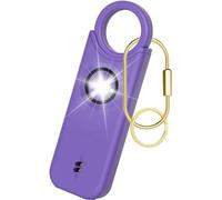 Alarme de sécurité personnelle rechargeable pour femme, 135 dB, porte-clés sirène avec lumière stroboscopique LED, porte-clés pour femmes, enfants, personnes âgées (violet)