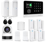 Alarme Domestique sans Fil WiFi/2G avec Caméra de Surveillance WiFi Intérieure 1080P, Système D'alarme Domestique avec Alerte par Application, Compatible avec Alexa et Google
