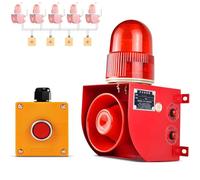 Alarme d'urgence industrielle sans fil avec sirène puissante de 120 dB et lumière stroboscopique, étanchéité IP65, télécommande pour alertes de sécurité