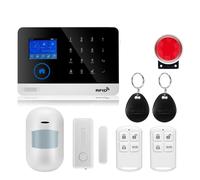 Alarme Intelligente, écran TFT de 1.7 Pouces, GSM, système d'alarme sécurité Anti-cambriolage for Maison, détecteur Mouvement, contrôle par Application, capteur Porte fumée(W2B17)