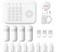 Alarme Maison Connectée PGST+ Wi-FI & GSM 4G, avec Contact Porte/fenêtre,Détecteur Mouvement,Télécommande,Application Mobile,Tuya Smart Life app, Alexa et Google