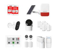 Alarme Maison Connectée sans Abonnement - Daewoo Security Smart Protect Remote Max avec Caméras HD, Sirène Solaire et 8 Contacteurs de Porte - Compatible Alexa & Google Home