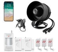Alarme Maison sans Fil 2.4GHz WiFi 115dB Kits de Sécurité pour la Maison Extérieure étanche avec Télécommandes et Apteurs D'alarme de Porte et de Fenêtre, Kit Alarme Sonnette pour Porte Garage Magasin