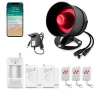 Alarme Maison sans Fil 2.4GHz WiFi 115dB Kits de Sécurité pour la Maison Extérieure étanche avec Télécommandes et Apteurs D'alarme de Porte et de Fenêtre, Kit Alarme Sonnette pour Porte Garage Magasin