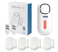 Alarme Maison - sans Fil - Porte et Fenêtre - avec 1 Sirène 120dB - 4 Détecteurs d'ouverture - 2 Tél - 8 Autocollants - Alarme Camping Car. Camera en Option