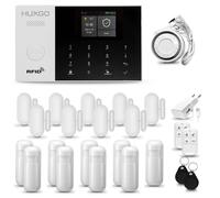 Alarme Maison sans Fil WiFi + GSM 4G LTE avec Sirène HUXGO HXA005 avec 9X détecteurs de Mouvement 9X capteurs de Porte Tuya