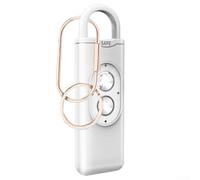Alarme personnelle 130 dB avec double lumière LED clignotante et porte-clés en cuivre pour femmes, personnes âgées, enfants - Dispositif de sécurité portable pour la maison et le jardin (blanc)