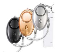 Alarme Personnelle Durgence avec Torche LED, 3 Pièces 140db Alarme Portative de Sécurité Anti Agression pour Femmes/Enfants/Personnes âgées/Étudiant/Joggeur (Or & Argent & Noir)