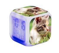 Alarme pour chat, réveil pour chat, horloge pour enfants, horloge de table cubique, réveil LED - Réveil électronique coloré avec grand écran, horloge pour chat pour salle de classe, salon