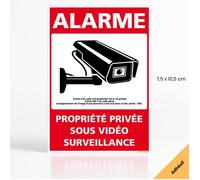 Alarme propriété privée sous vidéo surveillance panneau de signalisation autocollant - Adhésif - 75 x 105 mm
