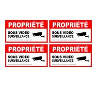 alarme propriété sous vidéo surveillance lot de 4 logo 5669 autocollant adhésif sticker - Taille : 17 cm