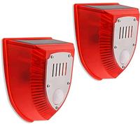 Alarme Solaire de Sécurité Extérieur,KINGCOO Imperméable Lumières Solaires Stroboscopiques 129db Coup de feu du Son Sound Aboiement de Chien Système pour Maison Cultiver Grange Villa Cour (2PCS)
