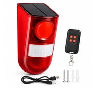 Alarme Solaire Extérieure avec Détecteur de Mouvement 125° Télécommande - Sirène Sécurité Rechargeable, Portée 5 à 8 m, sans Fil