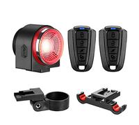 Alarmes Maison, 2 en 1 feu arrière de vélo Alarme télécommande USB Charge cambrioleur DB IPX5 étanche détection Frein Intelligente(F)