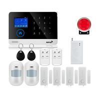 Alarmes Maison, Tuya GSM Protection de sécurité à Domicile système d'alarme Intelligent écran Tactile Kit antivol Application Mobile télécommande RFID Bras et désarmer(W2B20)
