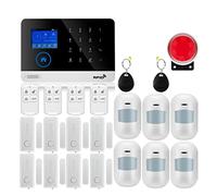 Alarmes Maison, Tuya GSM Protection de sécurité à Domicile système d'alarme Intelligent écran Tactile Kit antivol Application Mobile télécommande RFID Bras et désarmer(W2B9)