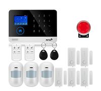 Alarmes Maison, Tuya GSM Protection de sécurité à Domicile système d'alarme Intelligent écran Tactile Kit antivol Application Mobile télécommande RFID Bras et désarmer(W2B5)