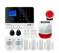 Alarmes Maison, Tuya GSM Protection de sécurité à Domicile système d'alarme Intelligent écran Tactile Kit antivol Application Mobile télécommande RFID Bras et désarmer(W2B18)