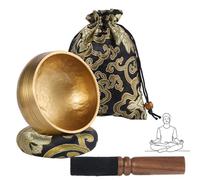 alasemo Bol Tibetain Chantant Lot, 8CM Bols Chantants Tibétains - Bol de Meditation Pour Yoga, Méditation et Détente, En Laiton, Inclus Maillet en Bois, Coussin de et Sac de Rangement