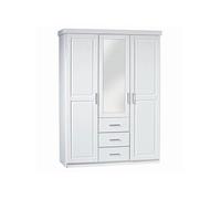 AltoBuy Alaska - Armoire 3 Portes 1 Miroir Bois Massif Vernis Blanc