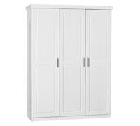 ALASKA - Armoire 3 Portes + Penderie Bois Massif Vernis Blanc
