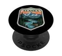 Alaska Court of Arms : Aventures en Pleine Nature à la découverte des Terres PopSockets PopGrip Adhésif