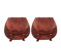 ALASKA EXPORTS - Motorcycle Saddle Bags Brown and Black Leather Side Pouch Saddlebags Saddle Panniers (2 Bags) Motorcycle Bicycle Bike ETC.