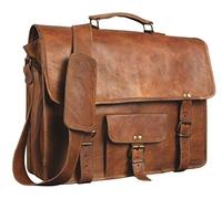 Alaska Exports Sac à bandoulière en cuir vintage fait à la main pour ordinateur portable, mallette idéale pour l'école, style vieilli, marron, 15" Inches