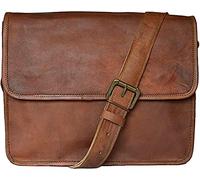 ALASKA EXPORTS - Sac en Cuir pour Ordinateur Portable - Messenger en Cuir pour Homme et Femme - Mallette pour Homme - Sacoche Parfaite pour l'école et Le Travail 11 x 15 inches (Brown)