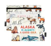 Alaska is Always A Good Idea Lot de 2 pochettes à crayons avec fenêtre transparente à fermeture éclair Couleurs assorties 3 anneaux Organiseur d'école ou de bureau Multicolore