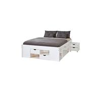 ALASKA - Lit 140x190cm multi-rangement Vernis Blanc -