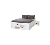 ALASKA - Lit 140x200cm multi-rangement Vernis Blanc -