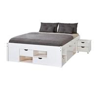 Alaska - Lit 160x200cm Multi-Rangement Vernis Blanc
