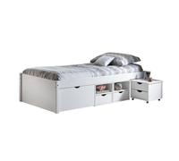 ALASKA - Lit 90x200 cm multi-rangement Vernis Blanc